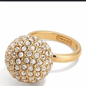 NWT Coach Pave Crystal Accent
Gold Ball Ring Size 8